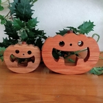 ハロウィン　木のかぼちゃ   親子２こセット