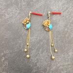 真鍮フラワーとスワロフスキービーズのピアス
