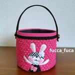 fuccaちゃん 持ち手付き小物入れ☆ピンクドット