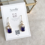 天然石ピアス ストーンピアス シンプルピアス パールピアス 淡水パール ブルー サファイア ラピスラズリ イヤリング サージカルステンレスピアス/スクエア半貴石×淡水パールピアス