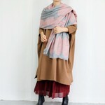 ウールブレンド 花柄ジャガード大判ストール【グレー】羽織として キャンプ 紅葉狩り 忘年会 同窓会 クリスマスプレゼント 母の日