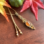 🍁小さな秋🍁カーネリアン×シトリン×サンストーンのシンプルなマクラメネックレス