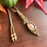 🍁小さな秋🍁サンストーン×シトリン×カーネリアンのシンプルなマクラメネックレス