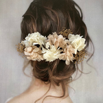 《新作》ドライフラワー ヘッドパーツ 髪飾り ヘアアクセサリー 成人式 和装 ブライダル くすみピンク ゴールド かすみ草 白 ピンク
