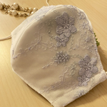 シルク使用❣️キラキラ✨シルバー糸が輝く刺繍レースマスク★ウエディングマスク★サムシングブルーマスク★豪華マスク