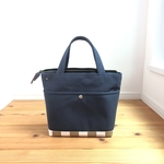 【期間限定SALE!! 】 MAEPOKE BAG zip / ベージュストライプ×ネイビー