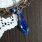 再販)レア✴SWAROVSKI ドロップ ミディアムサファイアブルーオーロラのネックレス
