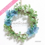 ll送料無料ll 涼しげ紫陽花のwelcomeリース