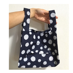 エコバッグ    コンパクトサイズ  〈ネイビー 水玉柄〉 コンビニ