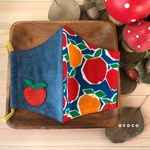 実りの秋♡りんご刺繍モチーフ付き大人用立体マスク(デニム・レギュラーサイズ)【再販3】