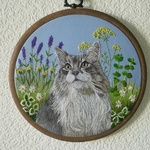 刺繍で似顔絵額入り