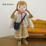布人形 着せ替え人形 ギンガムブラウス モヘア カーディガン 女の子 34cmサイズ T-31065