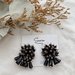 ブラックビジューピアス／イヤリング