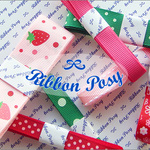 [1m×7種類] グログランリボン : フラワー・ストロベリー・ドット・ステッチ・無地 ❤ Ribbon Posy セレクション