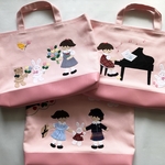 ★S様専用★ 制服の女の子とウサギのレッスンバッグ　花束の女の子とウサギとクマのレッスンバッグ　ピアノを弾いている女の子とウサギのレッスンバッグ