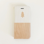 森の絵柄の、iPhoneケース (手帳型 / ベルトなし / ストラップ対応 / チェリー / バイカラー)