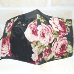 86.ふつうsizeマスク＊黒猫と薔薇🌹＊
