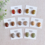 【再販】newカラー追加♡ 大ぶりオーバルカット一粒ピアス/イヤリング サージカルステンレス nonoacs 琥珀色 グリーン グレー ホワイト