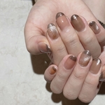 mirror french nail   *ﾏｸﾞﾈｯﾄﾈｲﾙ,ﾐﾗｰﾈｲﾙ,ﾌﾚﾝﾁﾈｲﾙ,ﾗﾒ,秋ネイル,冬ネイル,magnet,ｼｱｰﾈｲﾙ