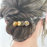 classical ヘアクリップ アンティークボタン ワニクリップ