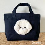 ビションフリーゼ　トートバッグ  【ネイビー】　もこもこビションちゃん　犬モチーフ　ミニトート　お散歩バッグ