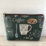 SALE＊コーヒー＊パン＊ポーチ＊化粧ポーチサイズ＊モスグリーン