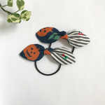［在庫限り］ハロウィン🎃ヘアゴム　２個セット　布製　国産ヘアゴム　リバーシブル　リボン