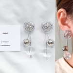 ヴィンテージ ボタン カボション シルバー シルバーアクセサリー クリア ハンドメイド ピアス