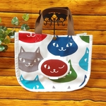 蓋付きおむつバッグ 猫の顔