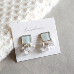 【送料無料】水晶×コットンパールのiceピアス＊イヤリング♡上品