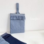 フリルのシューズケース　デニム調2カラー・選べるサイズ