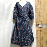 着物 リメイク 反物 花柄 カシュクール ワンピース ロングワンピース 7分袖