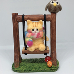 ブランコ🍄猫(茶トラ白猫)マフラー　羊毛フェルト