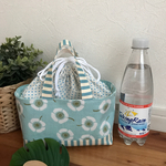 巾着付きランチバッグmini～北欧花柄アネモネ ミント～