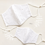 夏用選べる4size立体マスク 選べるビーズ付き/コットンホワイト刺繍