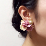 《再販×14》アンティーク色お花とコットンパール