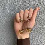 オリーブカーキハートシルバーピアス