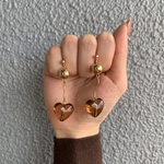 クリアブラウンハートピアス