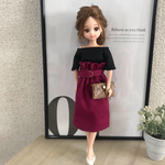 送料無料♡リカちゃん服♡ボルドーベルト付きハイウエストスカート♡単品♡リアルクローズ♡ドール服