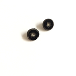 9881 チェコ ヴィンテージ  ガラスボタン 14mm×2個  ブラック