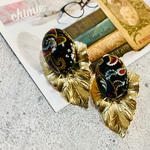 【1005-01】vintage  paisley cabochon × USA brass leaf