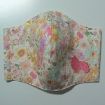 シェルティ刺繍付　花々　バニラ（ピンク）　マスク大人用　シングルガーゼプラス秋冬仕立て　裏Wガーゼ　咳エチケット