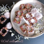 ミンクファーとフラワースクエアのピアス、イヤリング🌸