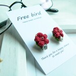 ふっくら小花の一粒ピアス　
