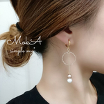 ◆送料無料◆キラキラリングとゆらゆら2色パールのイヤリング