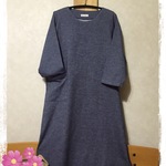 やっぱりシンプルが好き！ラウンドネックワンピース(デニムブルー)