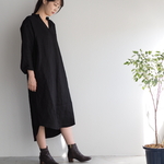 厚手リネンのワンピース ブラック  No.15