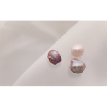 10mm 淡水バロックパール オレンジ　パープル　ピアス イヤリング 【388】