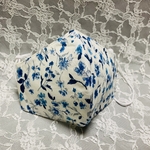 立体マスク  花柄ー青色 ×裏 シルク