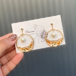 新作✩ゴールドフープ×オレンジ×レジンドライフラワー　イヤリング　ピアス